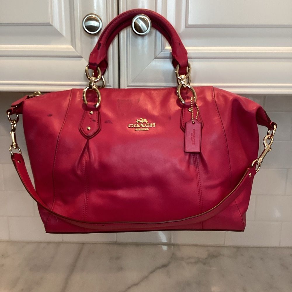 Coach Bag Purse Handbag Colette Leather Carryall Satchel Tote Pocketbook Pink